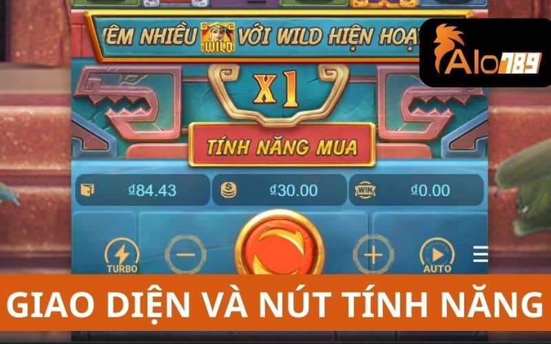 Giao diện và các nút tính năng của nổ hũ kho báu Aztec Giao diện và các nút tính năng của nổ hũ kho báu Aztec