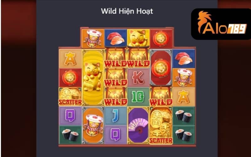 Biểu tượng Wild hiện hoạt trong Neko may mắn Biểu tượng Wild hiện hoạt trong Neko may mắn