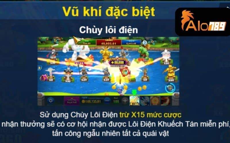 Sử dụng chùy lôi điện sẽ tấn công ngẫu nhiên các quái vật Sử dụng chùy lôi điện sẽ tấn công ngẫu nhiên các quái vật